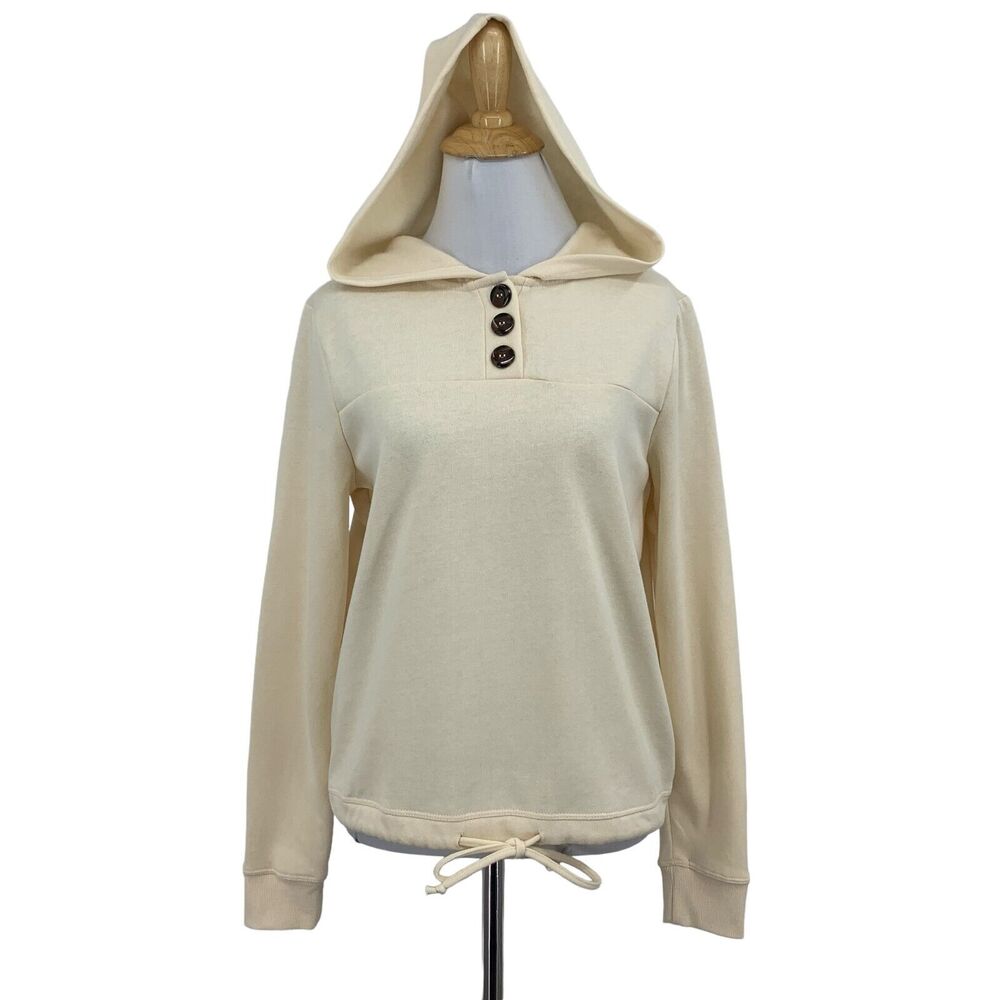 Sky And Sparrow Sweater Womens S Small Beige Button Down Fleece Lined Hoodie